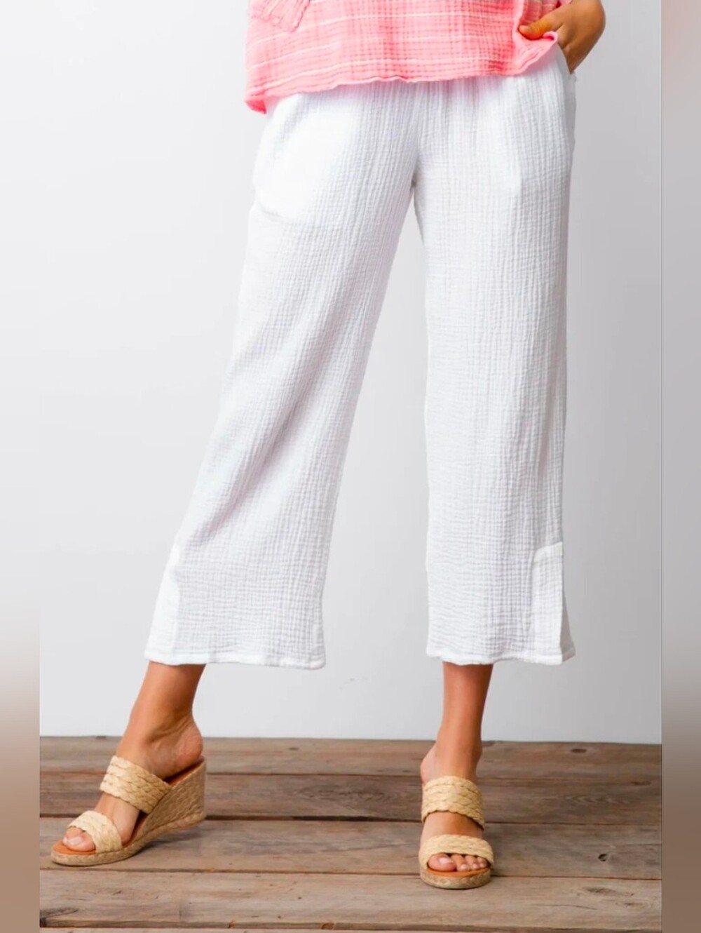 Habitat Comfortable Soft Seaside Crop Pant | White Size XL